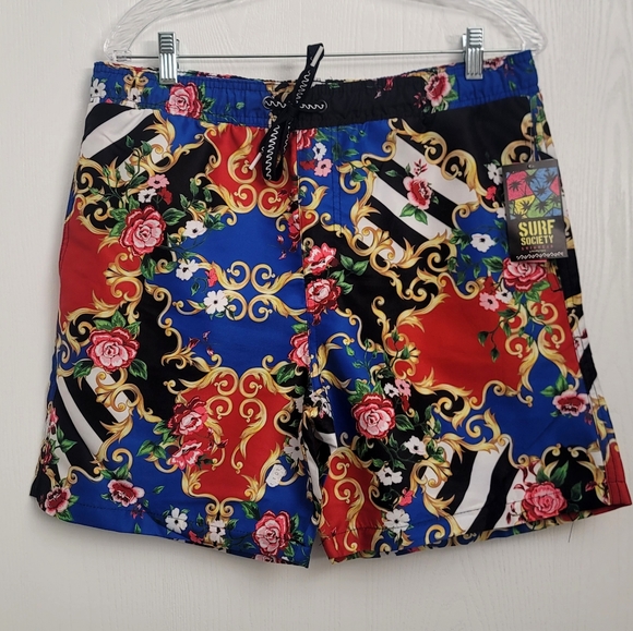 surf Society Other - Surf Society Mens Baroque  Drawstring Lined Swim  Board SHORTS Size M